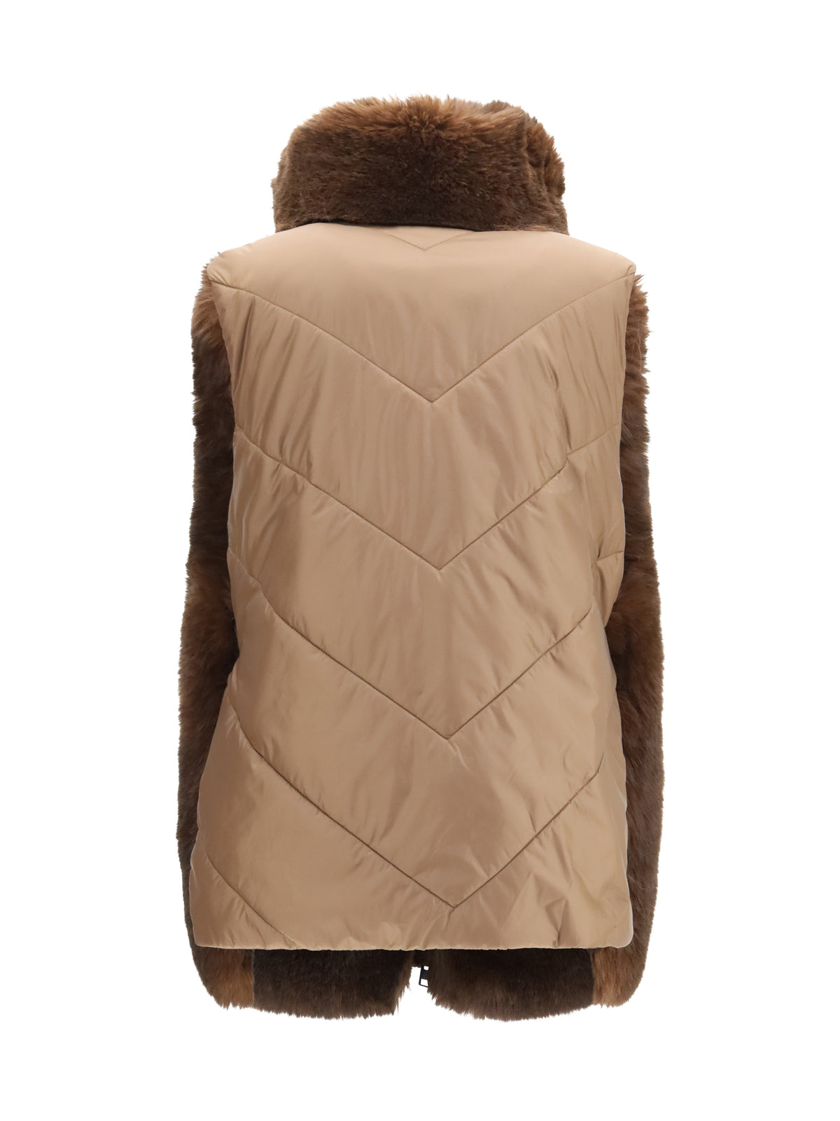 Woolrich Hybrid faux-fur and quilted nylon Vest - Dark Earth