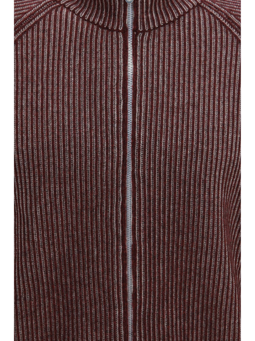 Brunello Cucinelli Vanisé cashmere rib-knit zip Cardigan - Borgogna+Roccia