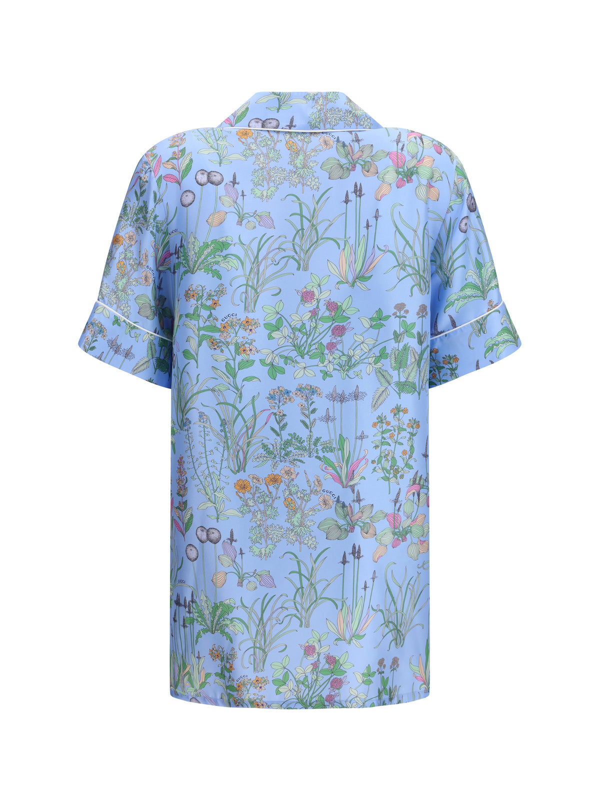 Gucci Printed silk twill Shirt - Azure/Ivory/Mc