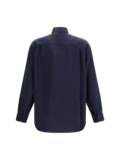 GIORGIO ARMANI Washed silk Shirt with band collar