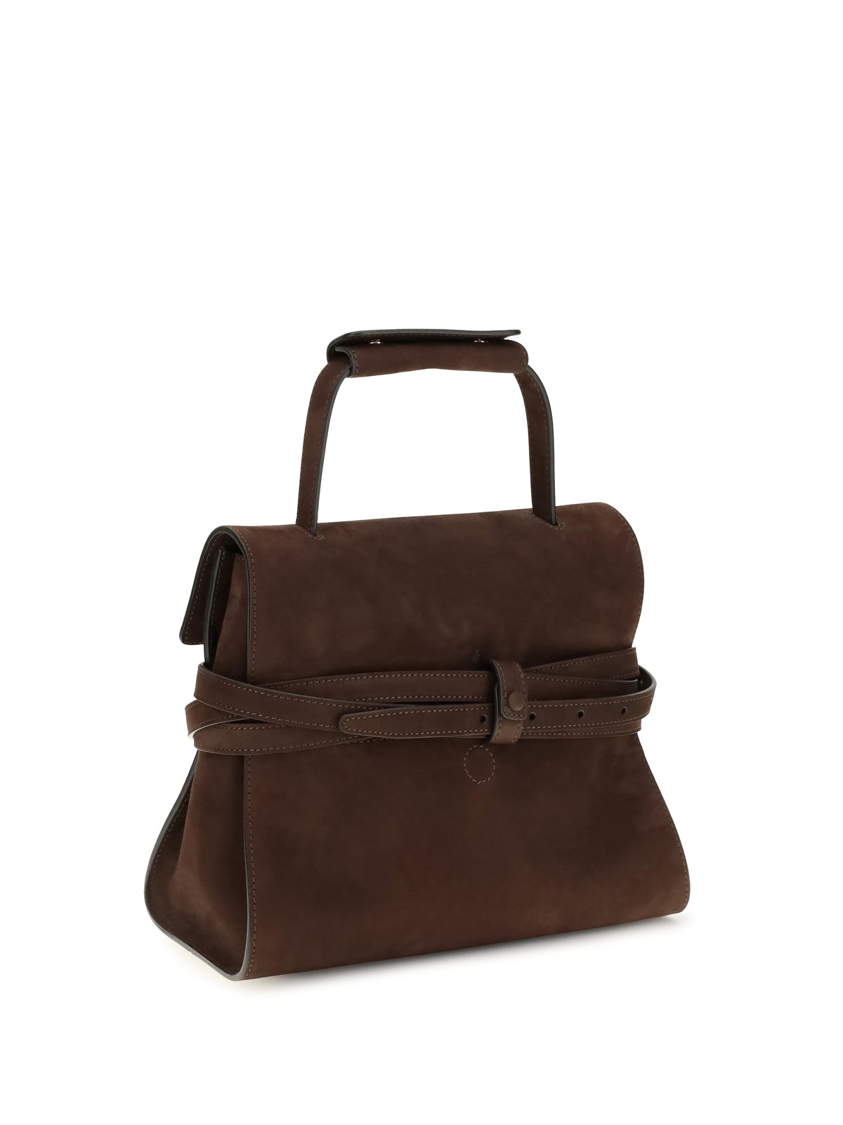 Moschino Medium Top Handle Bag with buckle detail - Cioccolato