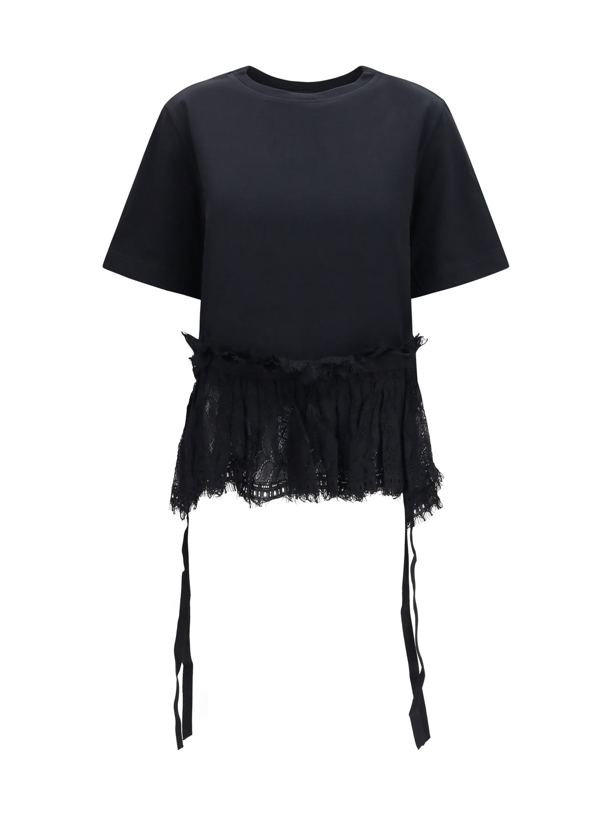 Alexander McQueen Lace ruffle T-shirt - Black