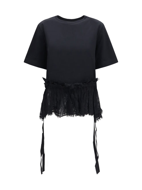 Alexander McQueen Lace ruffle T-shirt - Black
