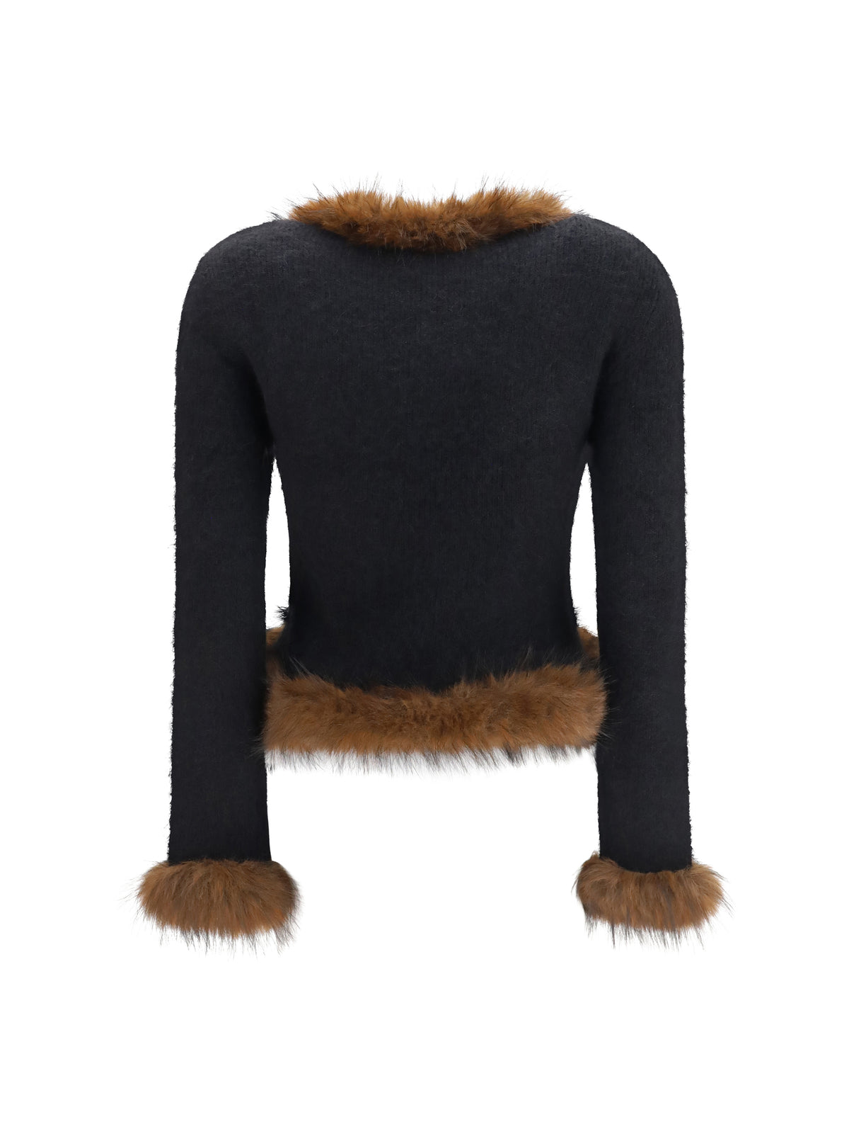 Self-Portrait Knit and faux fur Cardigan - Black