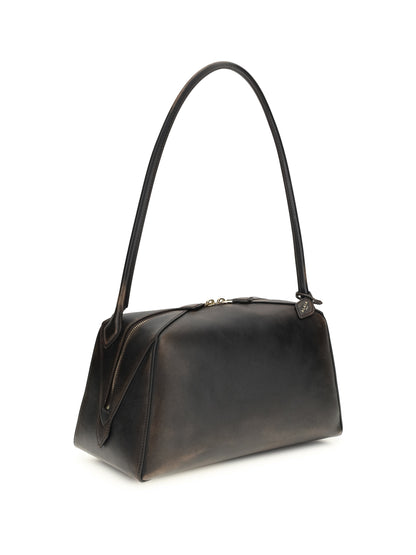ALAÏA Le Bouledogue Shoulder Bag in aged leather