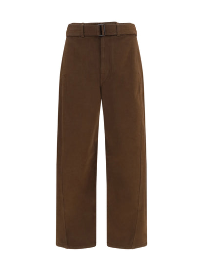 Lemaire Heavy dyed twill Belted Pants - Ristretto