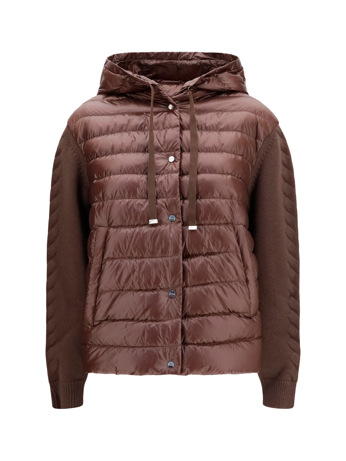 Herno Down Jacket with wool sleeves - Fondente
