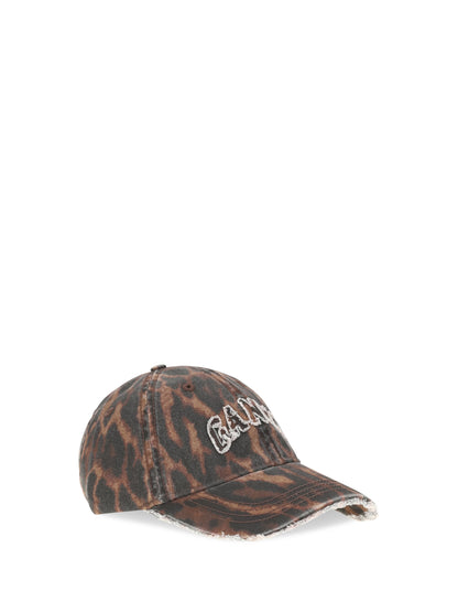 Ganni Ocelot leopard Cap - Rawhide