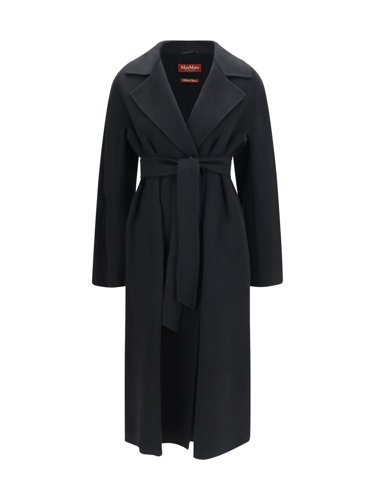 Max Mara Studio Long robe Coat in wool, cashmere and silk - Black