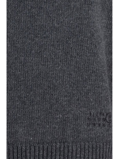 MM6 Maison Margiela Wool crewneck Sweater - Dark Grey Melange