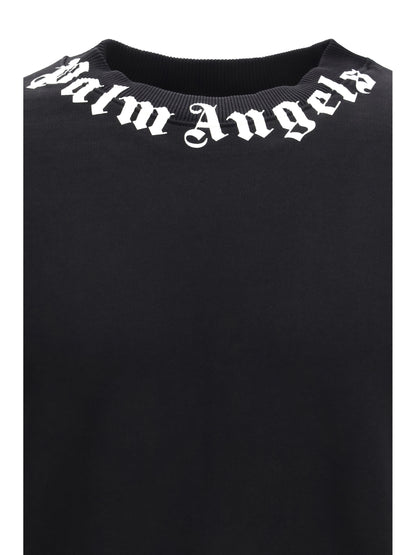 Palm Angels Cotton crewneck Sweatshirt with logo - Black-Off White