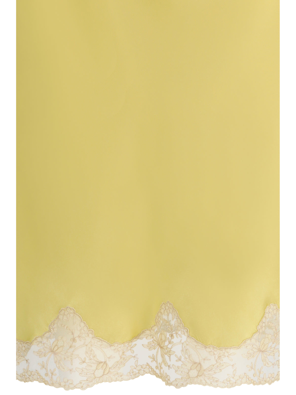 Saint Laurent Satin midi Skirt with lace inserts - Lemon