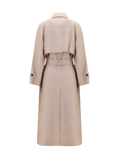BRUNELLO CUCINELLI Linen Trench coat with lurex
