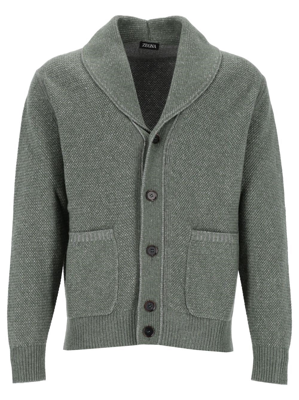 Zegna Cashmere Blend Shawl Collar Cardigan - Green