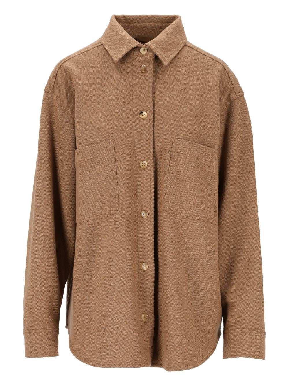 Max Mara "Ladino" Shirt In Camel And Wool - Beige