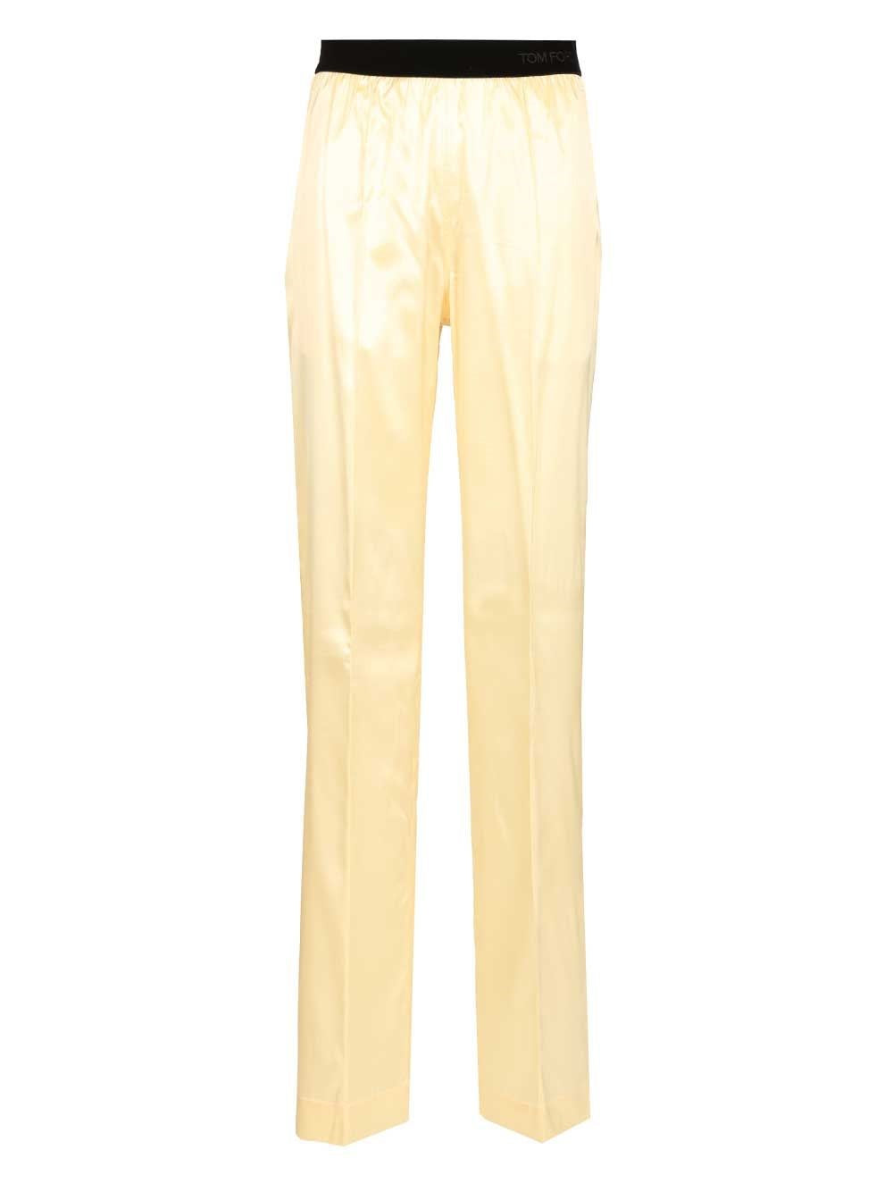 Tom Ford Stretch Silk Trousers - Yellow