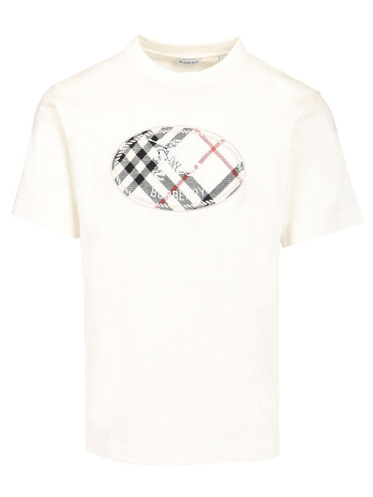 Burberry Knight Check Cotton T-Shirt - White
