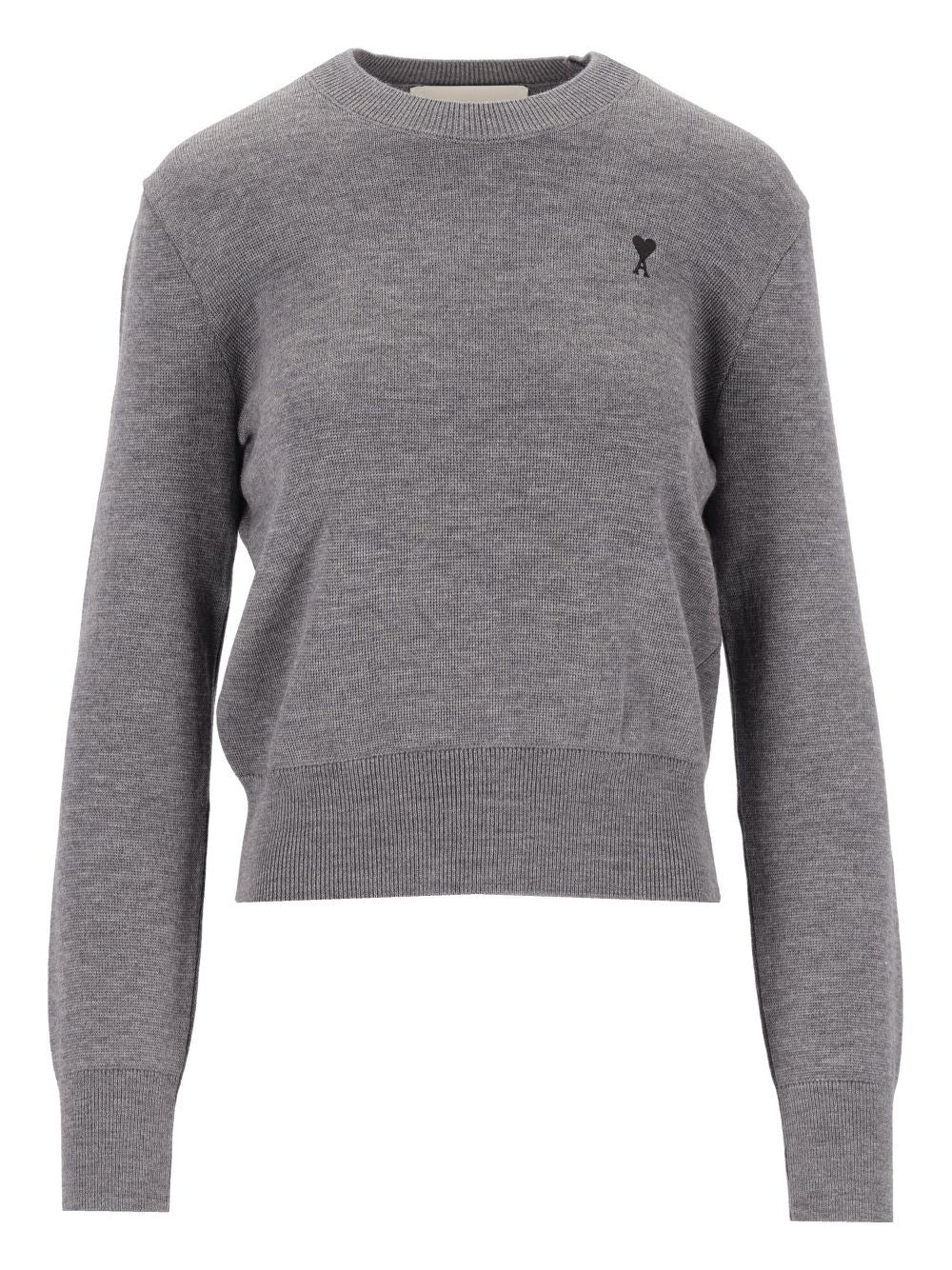 Ami Crew Neck Sweater Ami De Cœur - Grey