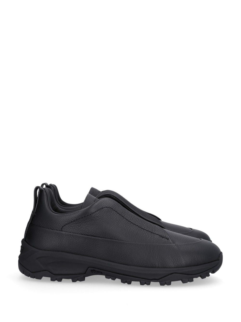 Zegna Triple Stitch Leather Sneakers - Black