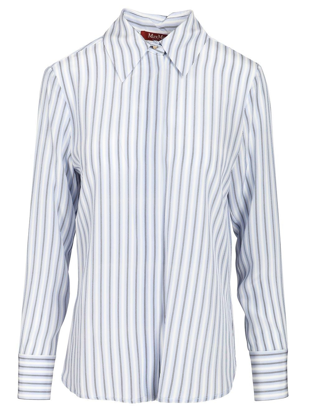 Studio Max Mara Printed Silk Shirt - Sky Blue