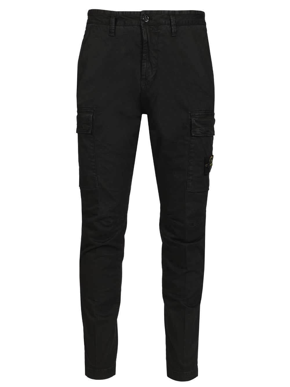 Stone Island Broken Twill Cotton Cargo Pants - Black