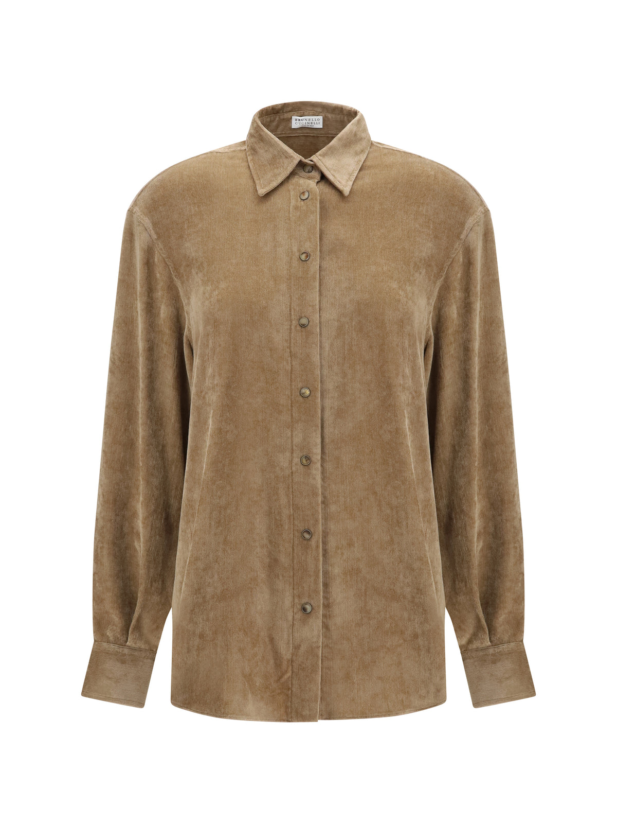 Brunello Cucinelli Snap-button Shirt in cashmere blend - Cappuccino