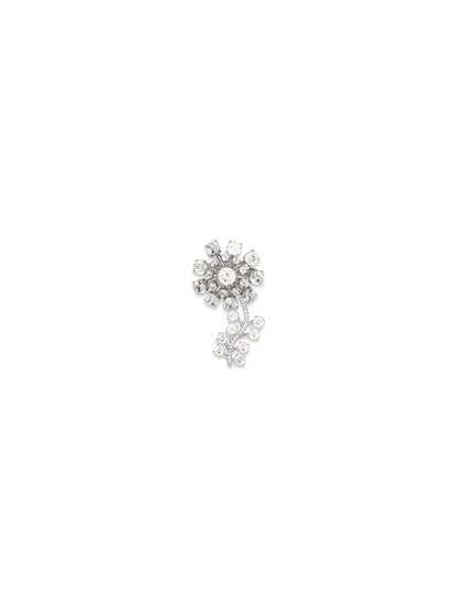 Self-Portrait Crystal Flower Brooch - Silver
