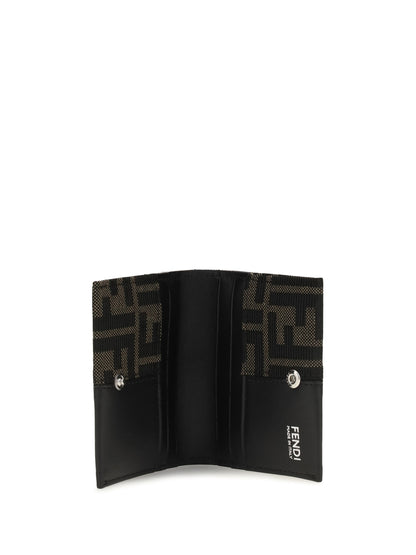 Fendi FF jacquard Card Holder - Nero+Tabacco Moro