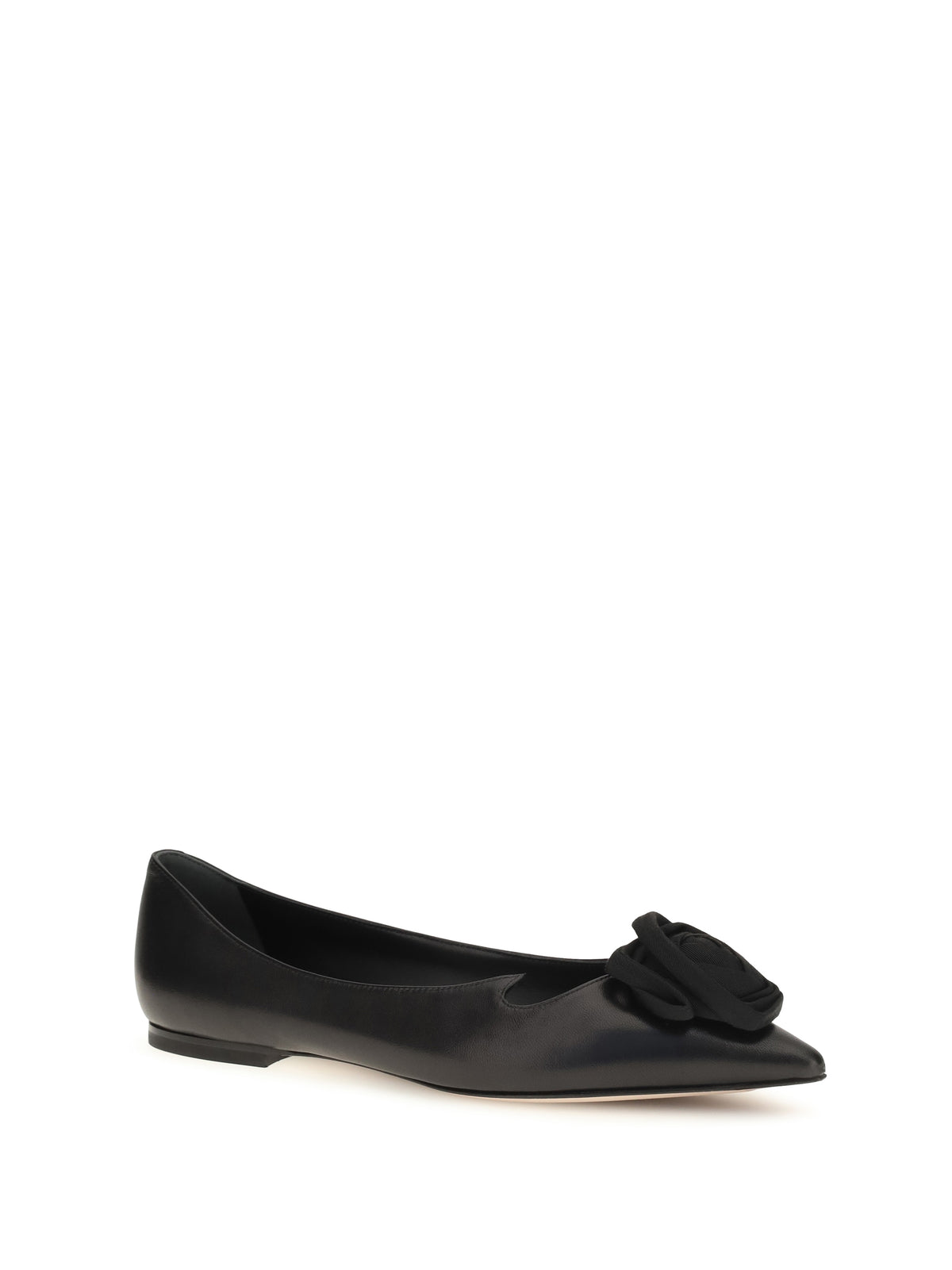 Roger Vivier Suede Rose Vivier Ballerinas - Black