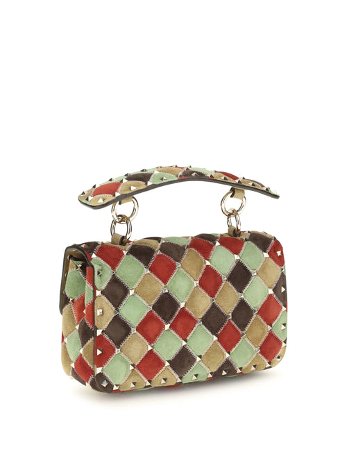 Valentino Small Rockstud Spike Shoulder Bag - Hav.Beige-E.Brown-Clear.Mint-Russet Red