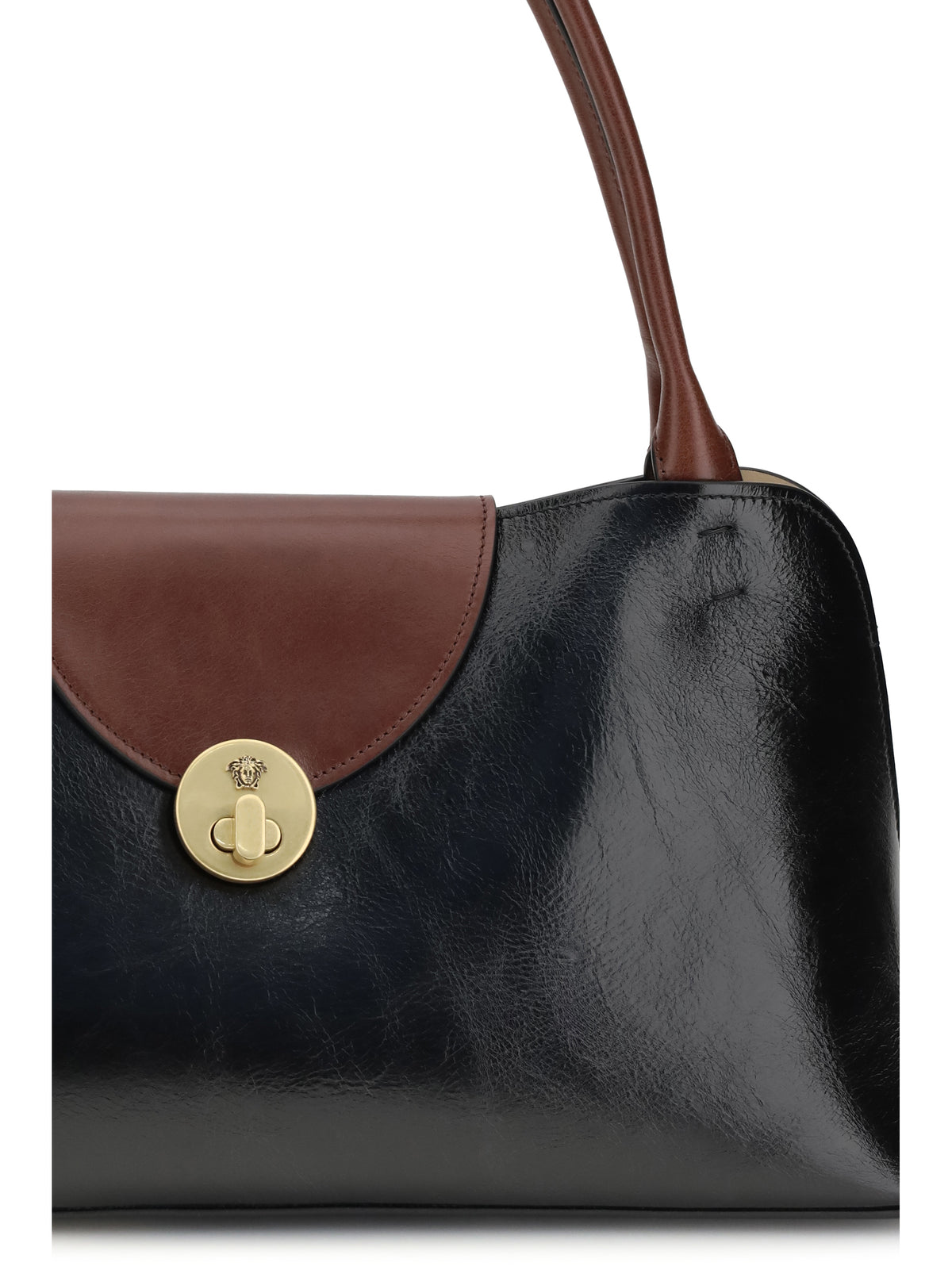 Versace Vivian medium Shoulder Bag - Black+Rosewood-Gold '82