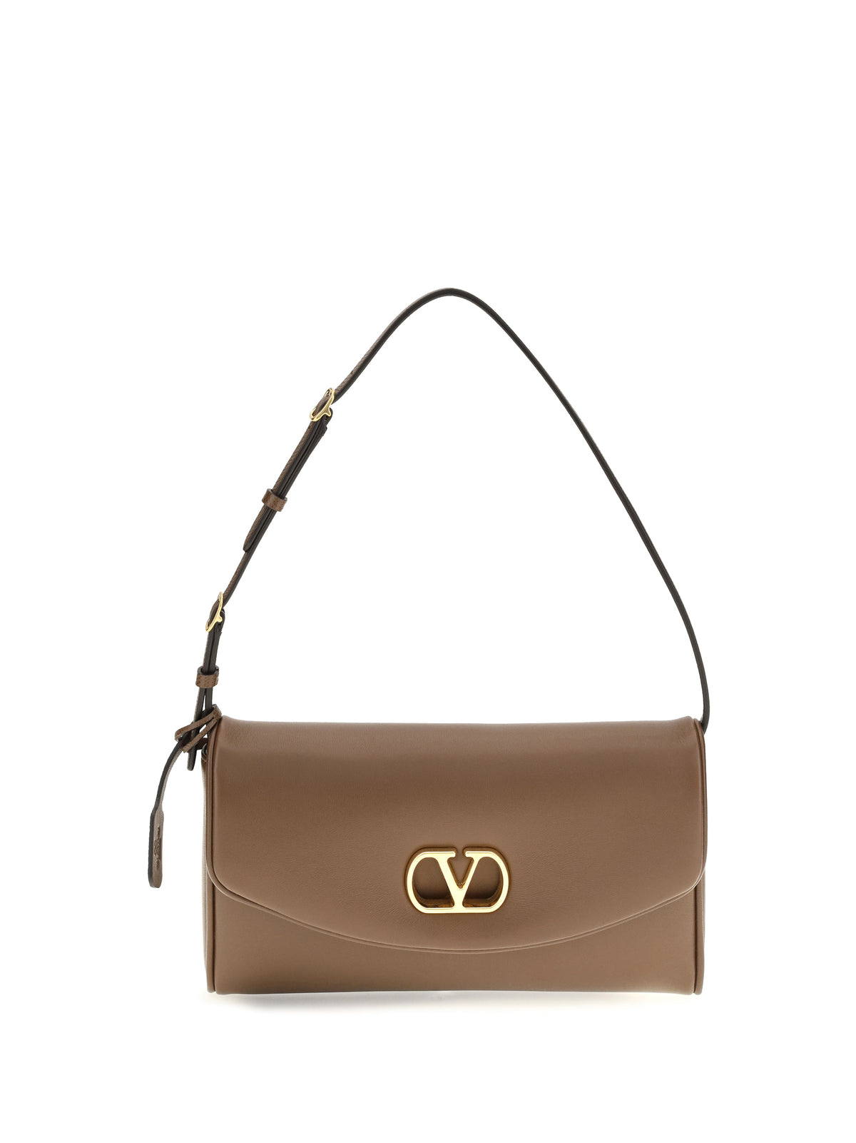 Valentino Garavani Devain leather Shoulder Bag - Wood Brown