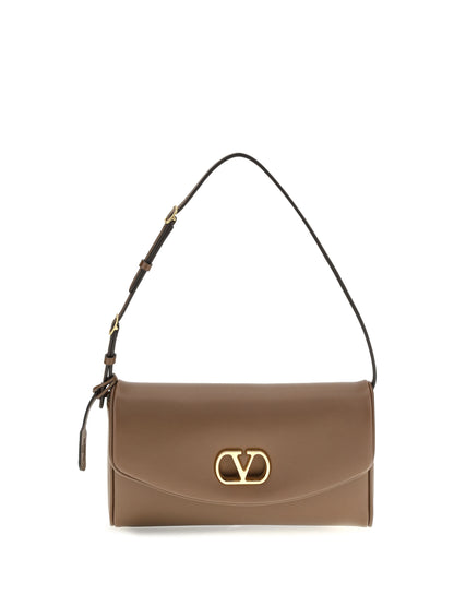 Valentino Garavani Devain leather Shoulder Bag - Wood Brown
