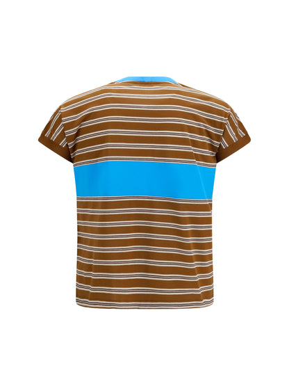 Versace Striped cotton T-shirt - Chestnut/Beige/Chocolate