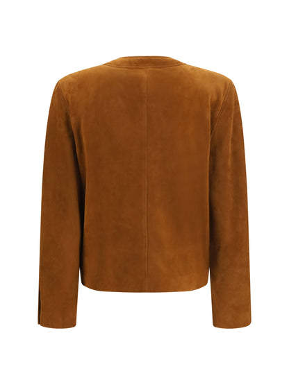 Saint Laurent Short suede Jacket with buttons - Rhum Ambre