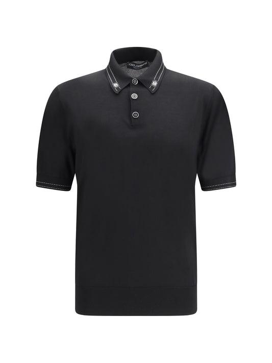 DOLCE & GABBANA Silk Polo Shirt with polo collar and short sleeves