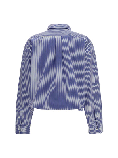 Miu Miu Striped cotton Shirt - Bianco+Cobalto