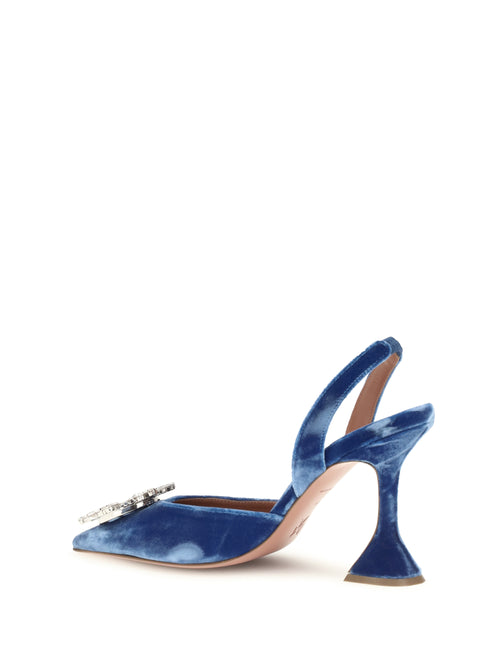 Amina Muaddi Begum velvet Slingback Sandals - Indigo Blue Velvet