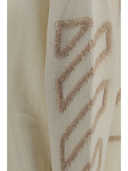 Off-White Arrow Fuzzy crewneck Sweater - Cream