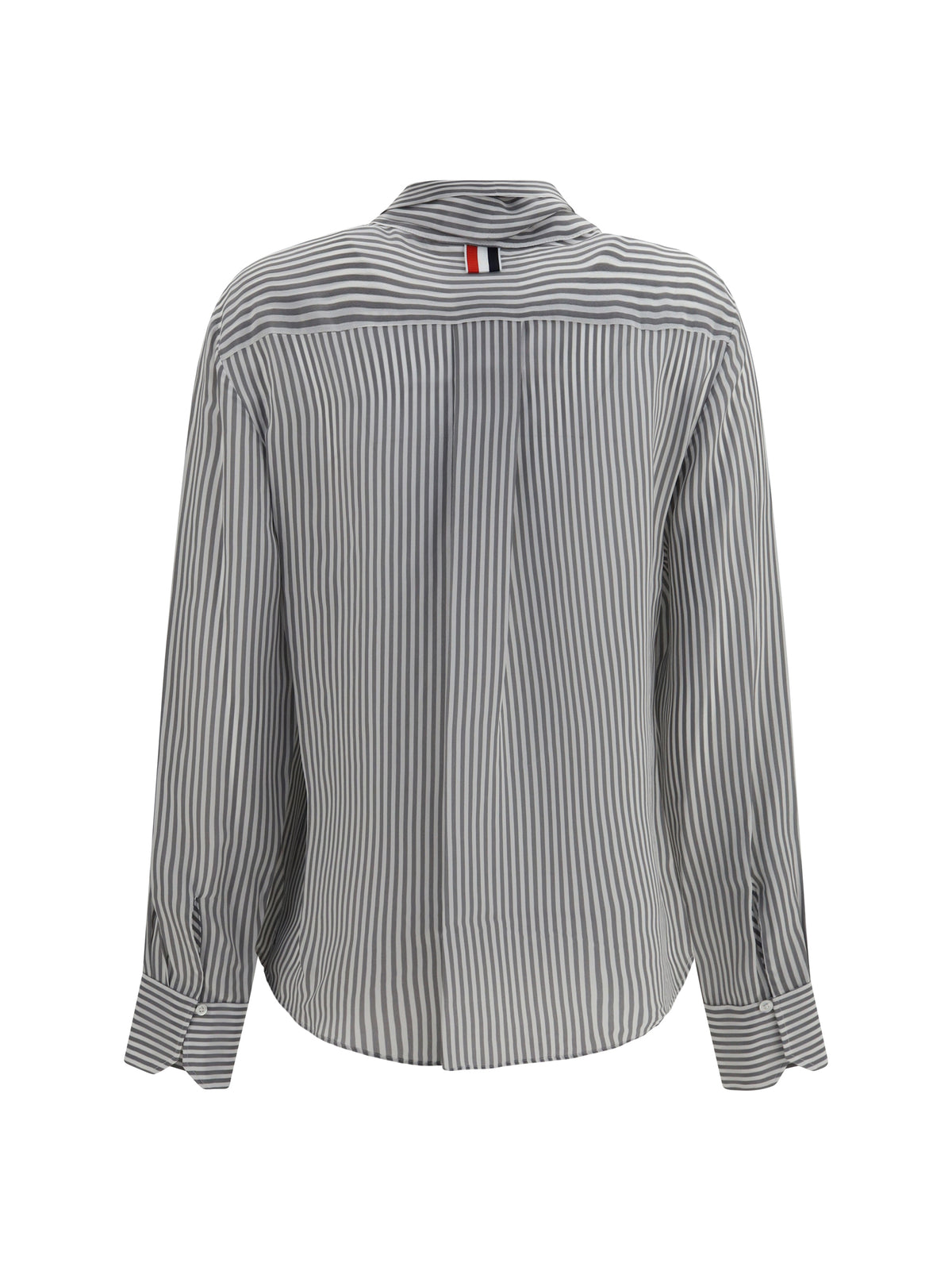 Thom Browne Striped silk Shirt with removable collar - Med Grey