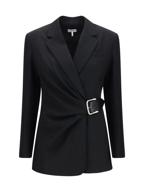 Loewe Draped wool Jacket with Belt - Black