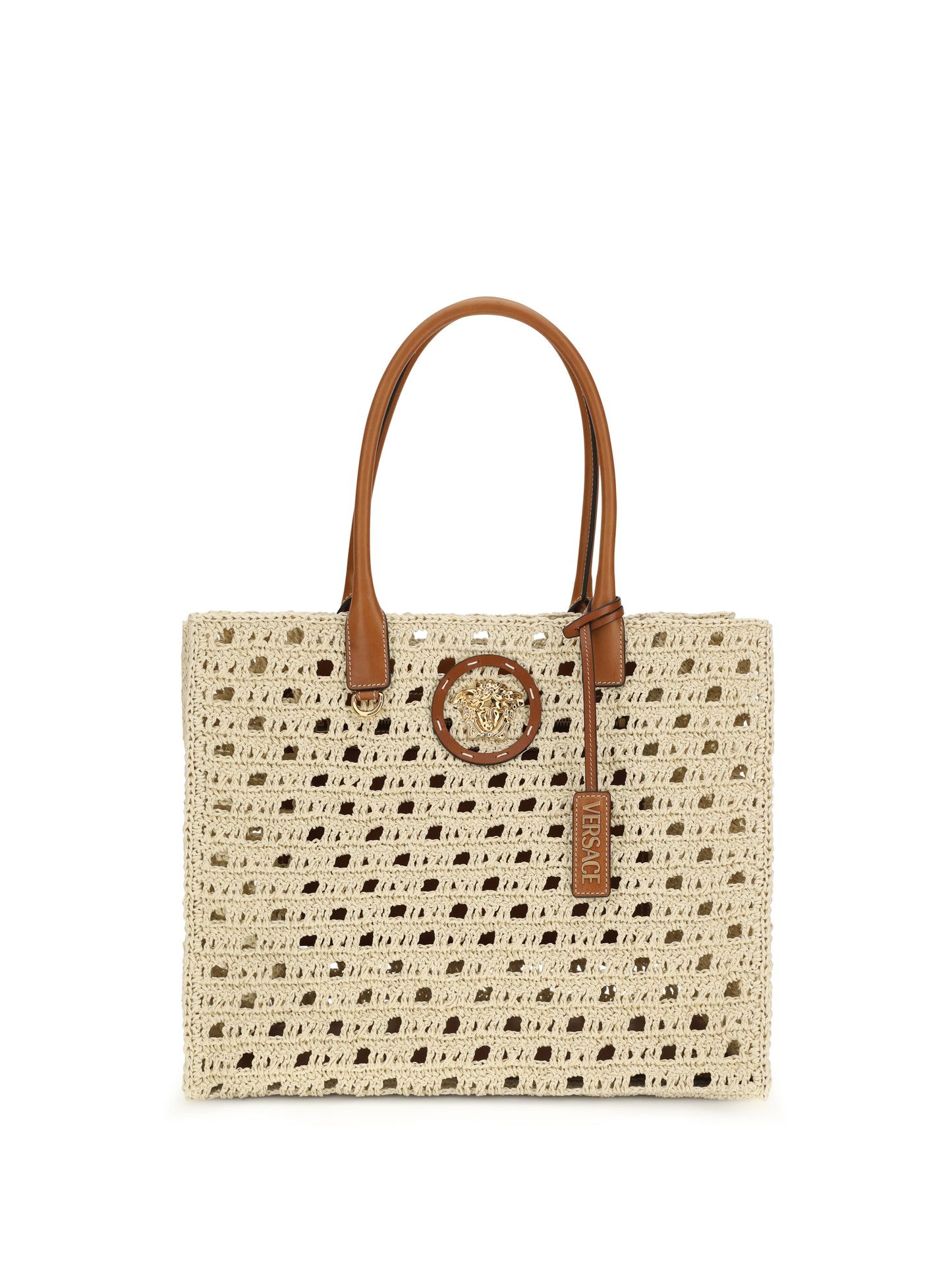 VERSACE TOTE FABRIC CALF LETAHER