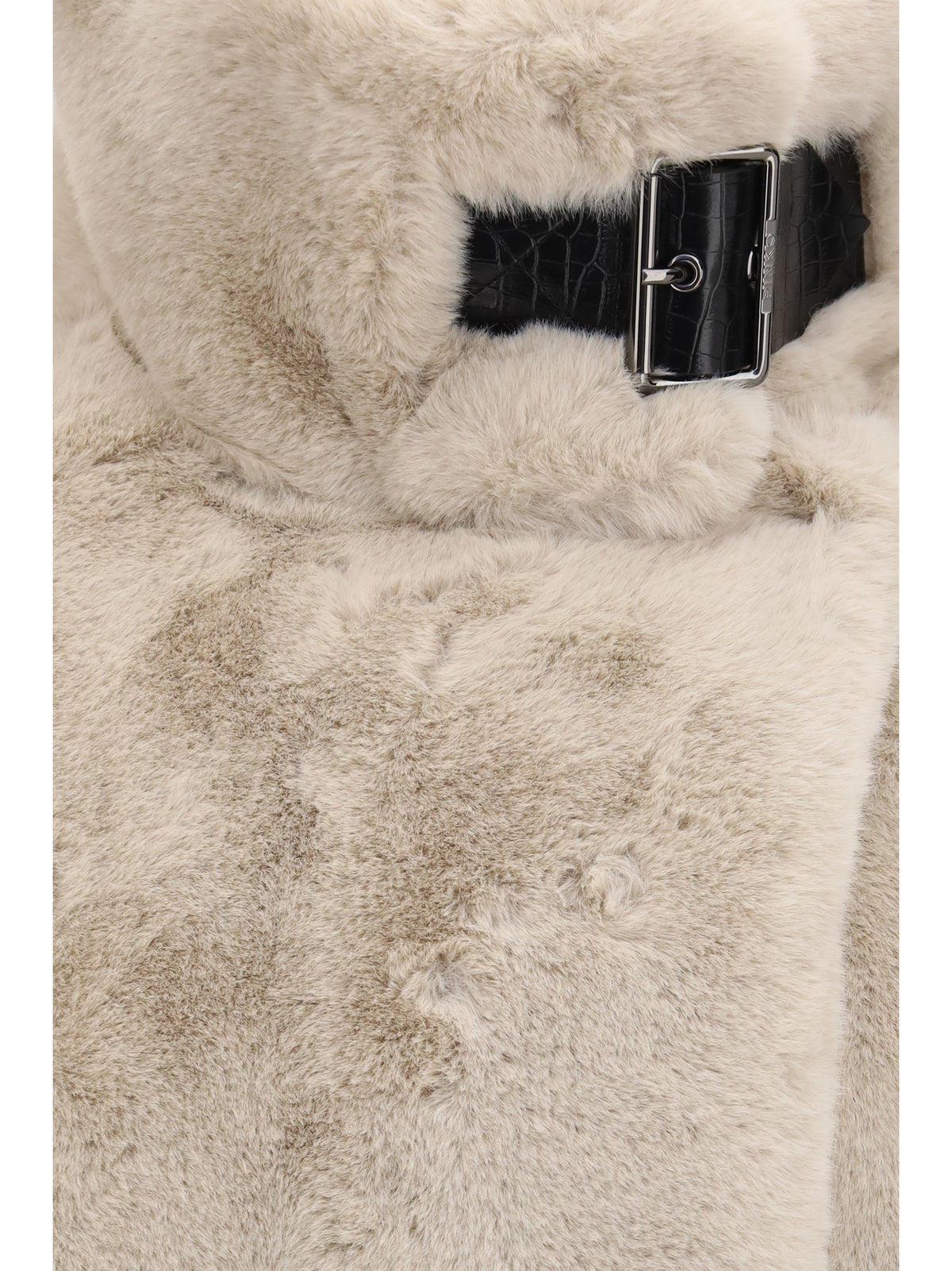 Pinko Faux fur Jacket with buckle - Beige-Giorno Piovoso
