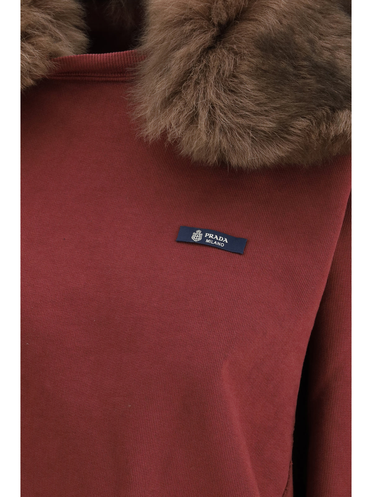 Prada Sweatshirt with a shearling collar - Burgundy