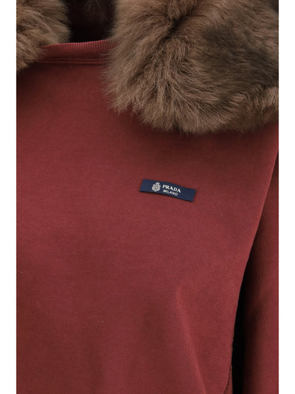 Prada Sweatshirt with a shearling collar - Burgundy