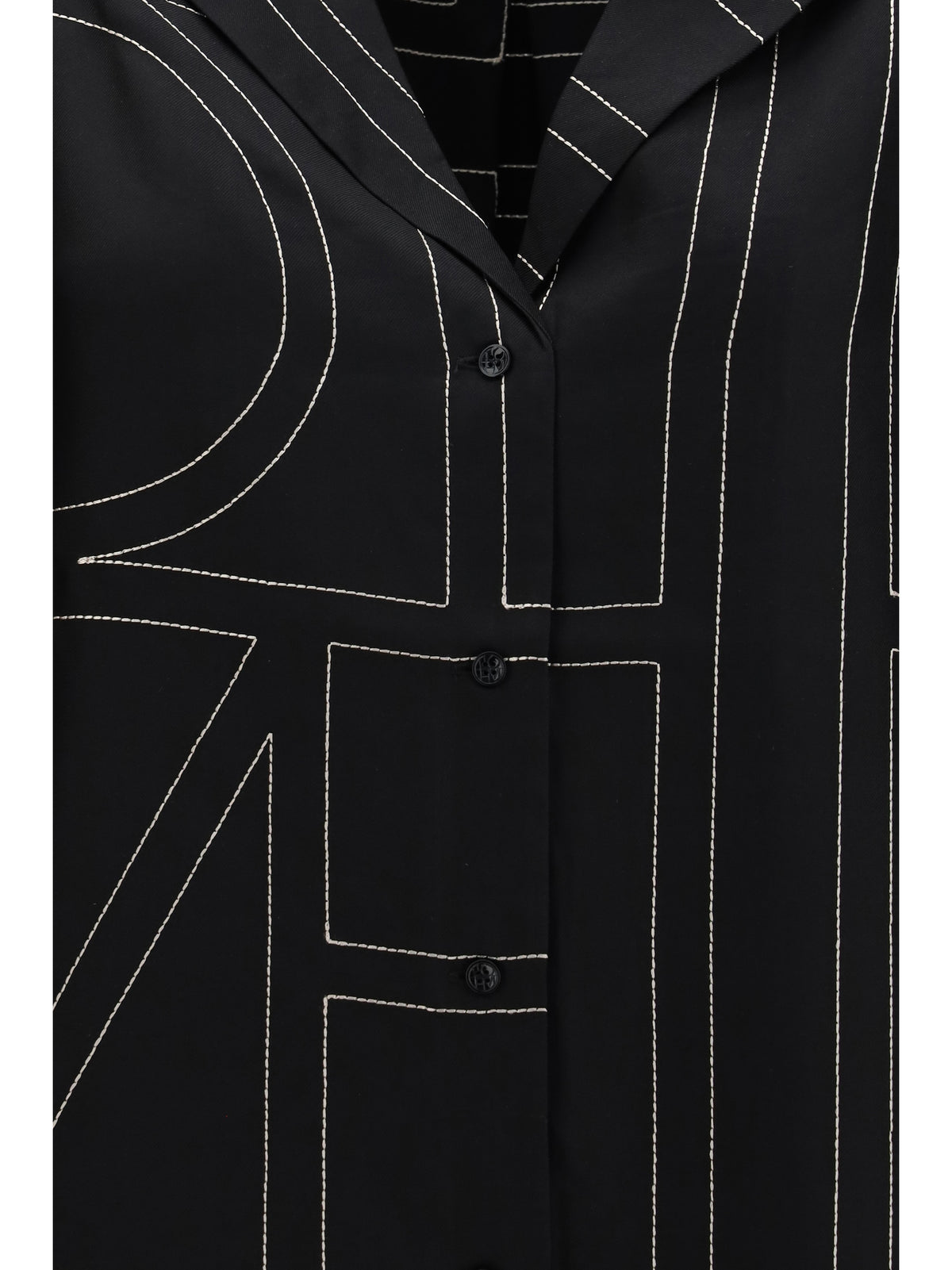 Toteme Silk Shirt with all-over monogram - Black