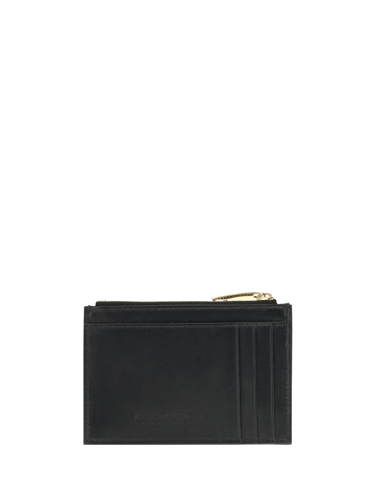 Bottega Veneta Lambskin Card Holder - Black-Gold