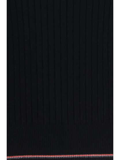 Thom Browne Crewneck cotton knit Sweater with 4-bar detail - Black
