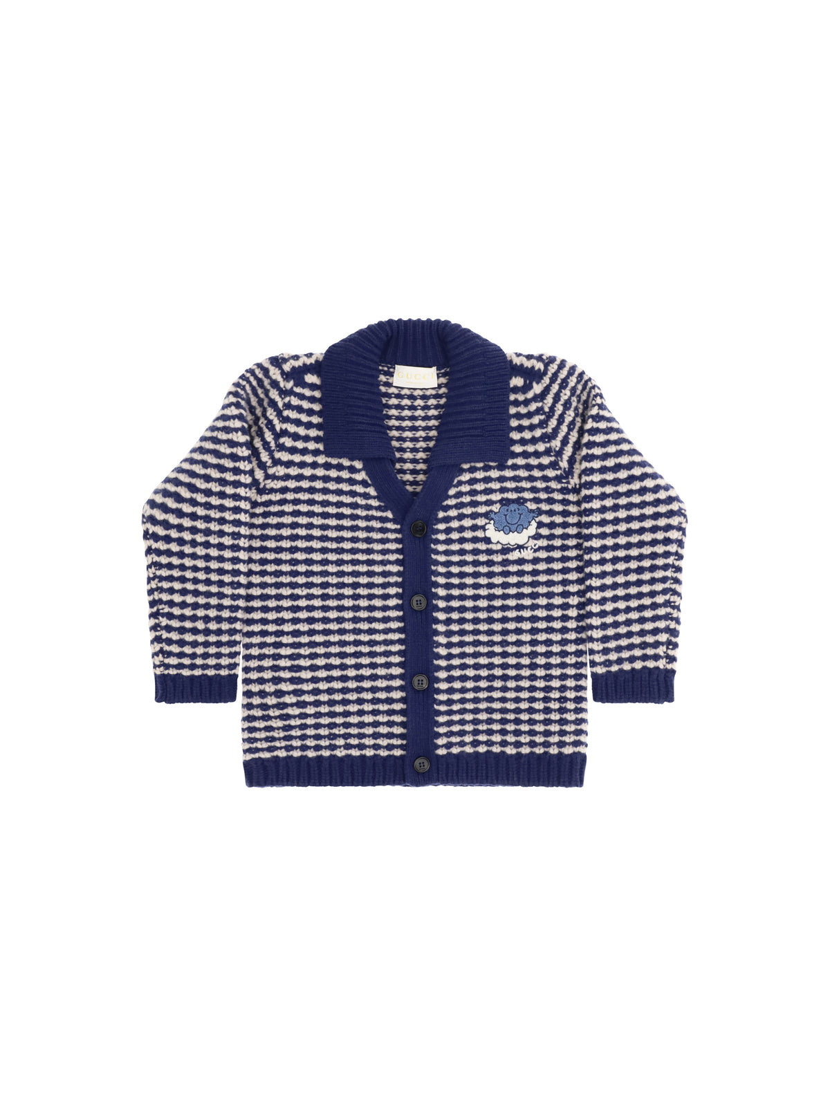 Gucci Striped wool Cardigan with Mr. Happy for Boy - Ocean Night/Ivory