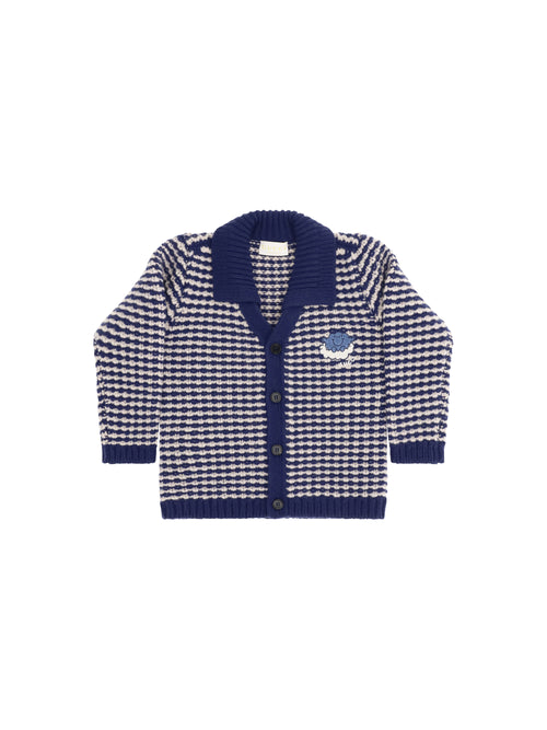 Gucci Striped wool Cardigan with Mr. Happy for Boy - Ocean Night/Ivory